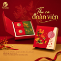 Hộp đựng bánh trung thu cao cấp VIETLOGOS - Thu Ca đoàn viên, Hộp cứng 4 bánh tặng kèm túi xách