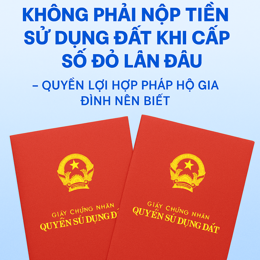 KHÔNG PHẢI NỘP TIỀN SỬ DỤNG ĐẤT KHI CẤP SỔ ĐỎ LẦN ĐẦU